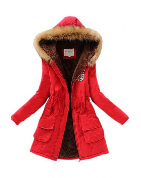 Solid Color Casual Long Sleeve Mid-Length Cotton Down Coat