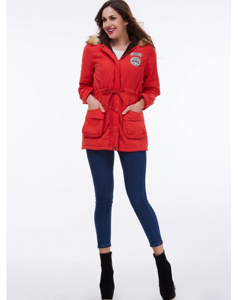 Solid Color Casual Long Sleeve Mid-Length Cotton Down Coat