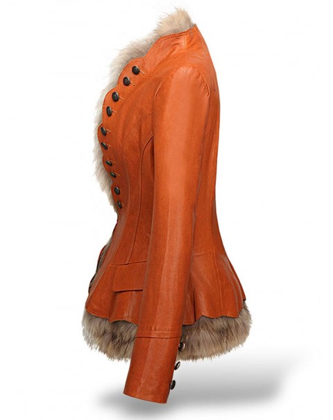 Short Fur Thick Long Sleeve V-Neck PU Jacket