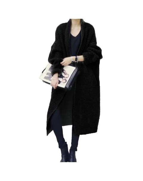 Fashion Black/Gray Thick Long Cardigan 