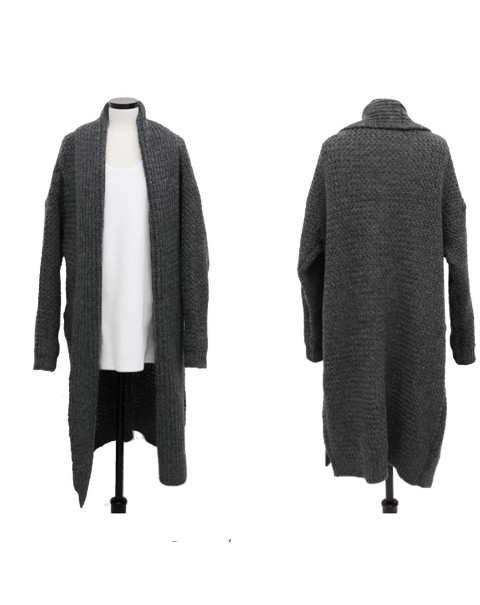 Fashion Black/Gray Thick Long Cardigan 