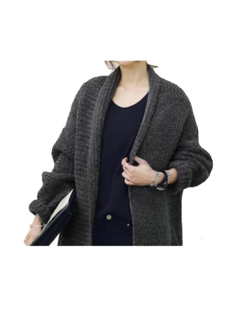 Fashion Black/Gray Thick Long Cardigan 