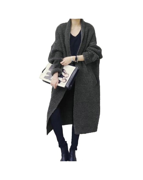 Fashion Black/Gray Thick Long Cardigan 