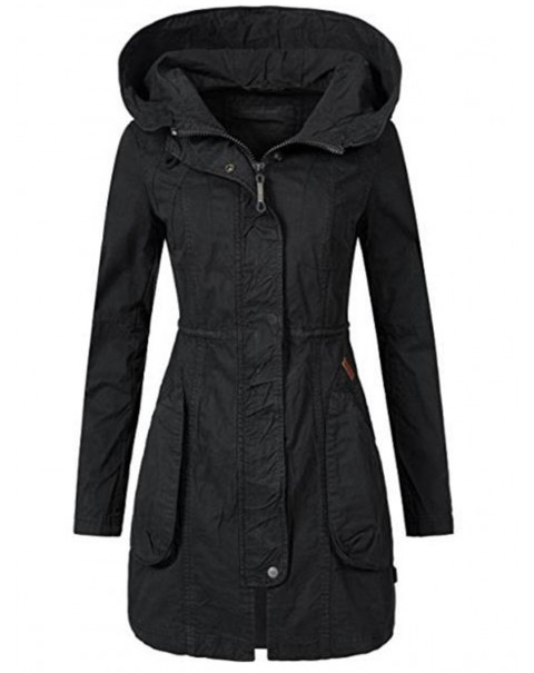 Black Plain Long Sleeve Mid-Length Patchwork Hooded Coat