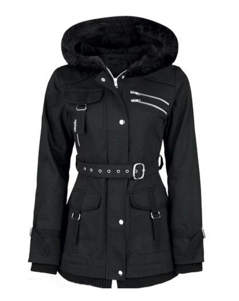 Black Thin Long Sleeve Hooded Down Coat