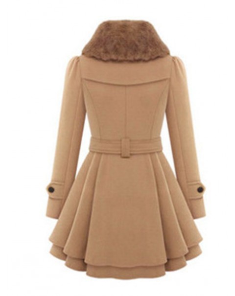 Casual Solid Collor Mid-Length Wool Lapel Long Sleeve Coat