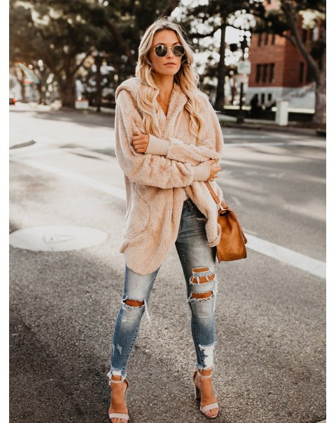 Fashion V-Neck Regular Mid-Length Thick Cardigan