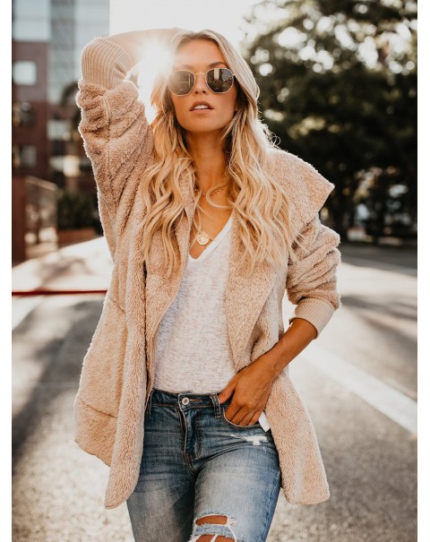 Fashion V-Neck Regular Mid-Length Thick Cardigan