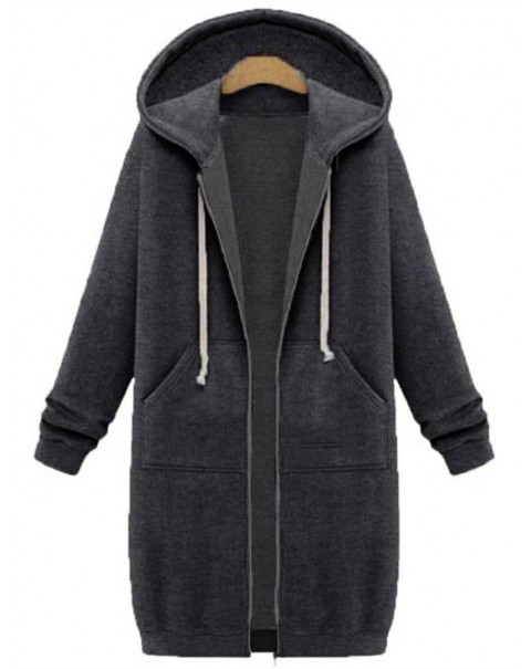 Colorful Long Sleeve Casual Plain Mid-Length Hoodies