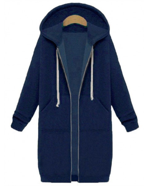 Colorful Long Sleeve Casual Plain Mid-Length Hoodies