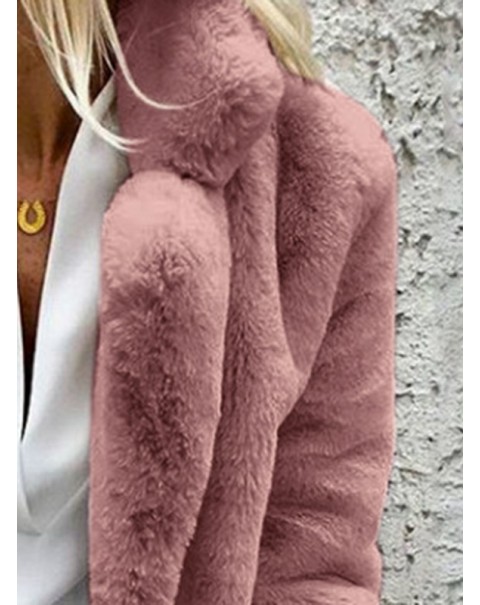 Warm Mid-Length Long Sleeve Lapel Plain Fur coat