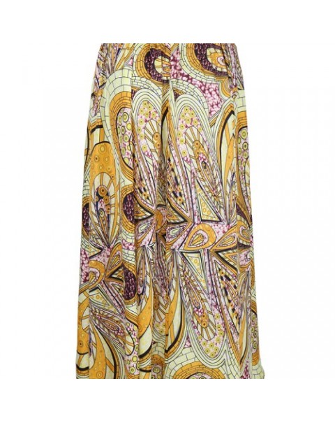 Yellow Vintage Floral Printing High Waist Loose Skirt