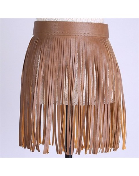 Black/Camel/Coffee Tassel Leather Skirt