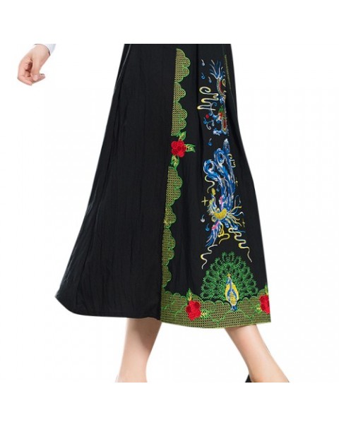 Vintage Embroidery Loose Ethnic Skirt