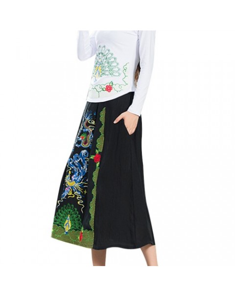 Vintage Embroidery Loose Ethnic Skirt