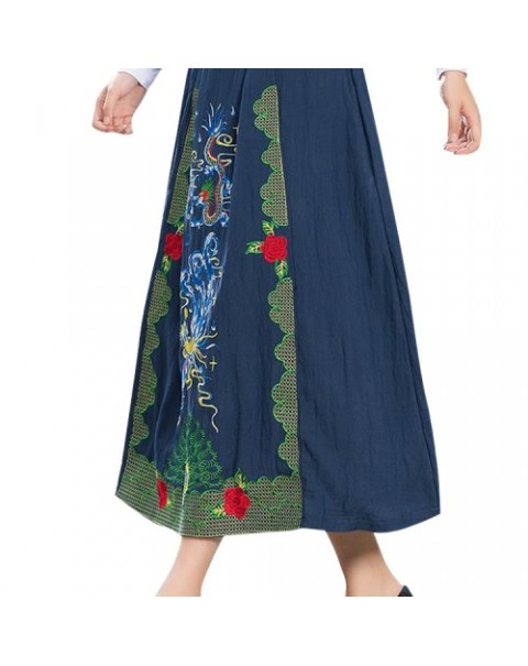 Vintage Embroidery Loose Ethnic Skirt