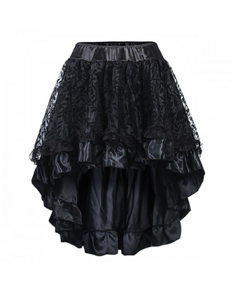 Fashion Black Mesh Lace Irregular Skirts