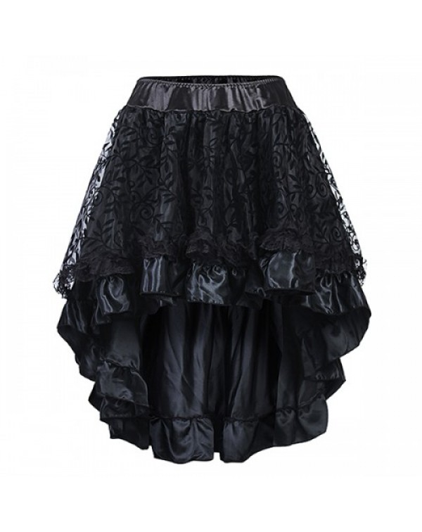 Fashion Black Mesh Lace Irregular Skirts