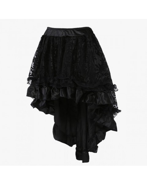 Fashion Black Mesh Lace Irregular Skirts