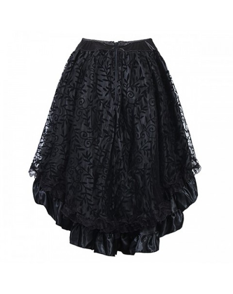 Fashion Black Mesh Lace Irregular Skirts