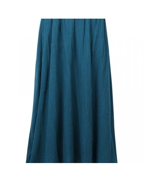 Simple Solid Color Elastic Waist Swing Skirt 