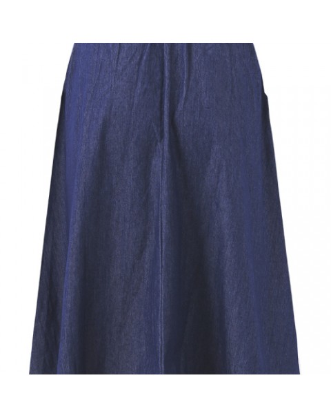 Simple Knee Length A-line Denim Skirt