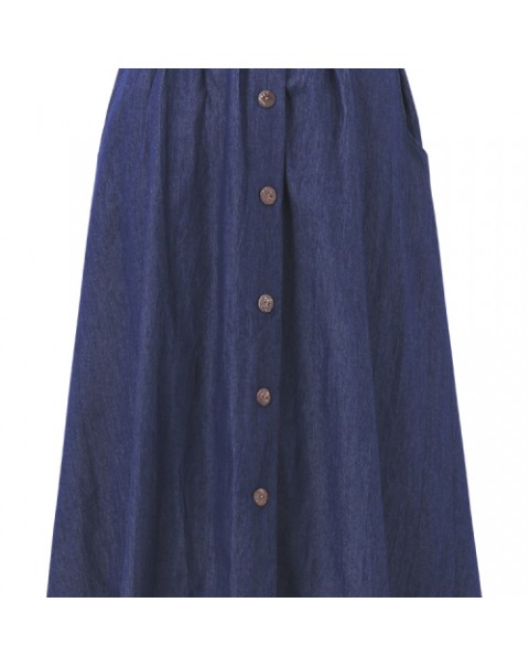 Simple Knee Length A-line Denim Skirt