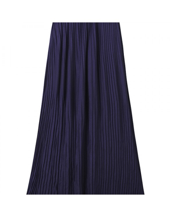 Casual Solid Color High Waist Pleated Skirt