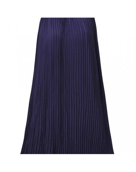 Casual Solid Color High Waist Pleated Skirt