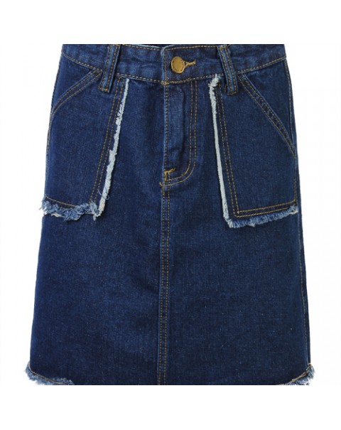 Casual High Waist A-Line Denim Skirt