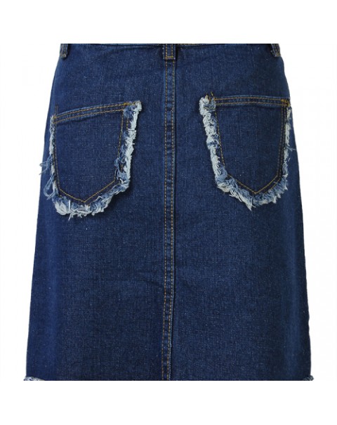 Casual High Waist A-Line Denim Skirt