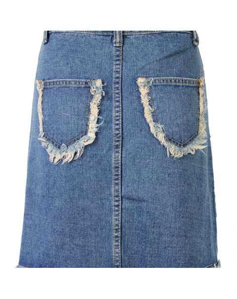 Casual High Waist A-Line Denim Skirt