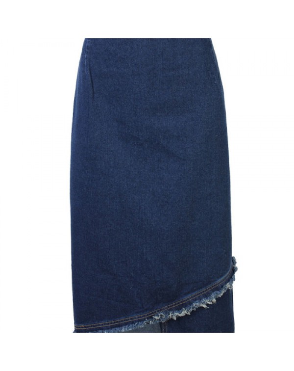 Casual High Waist Pencil Midi Denim Skirt