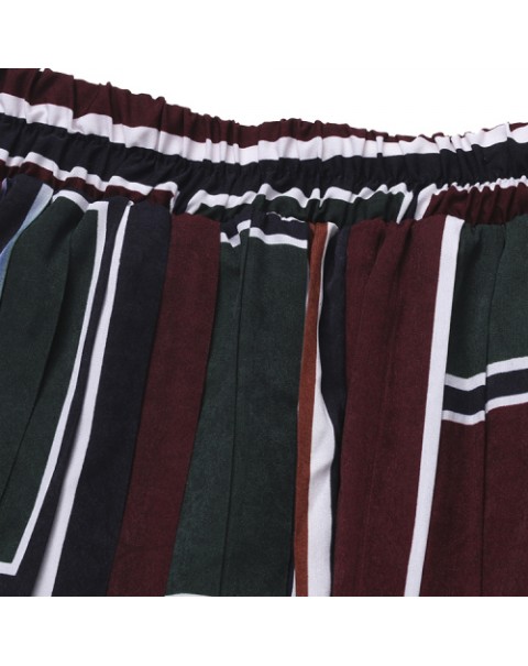 Vintage High Waist Color Block Pleated  Skirt