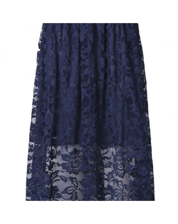 Vintage High Waist Lace Midi Skirt