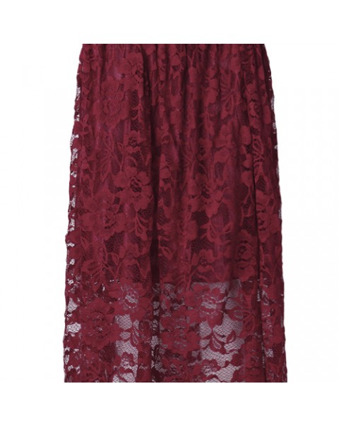 Vintage High Waist Lace Midi Skirt