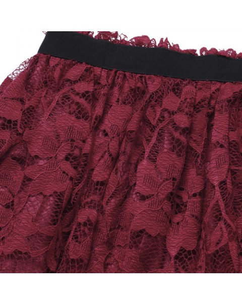 Vintage High Waist Lace Midi Skirt