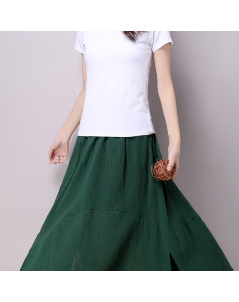 Elegant Loose Solid Color Patchwork Split Skirt