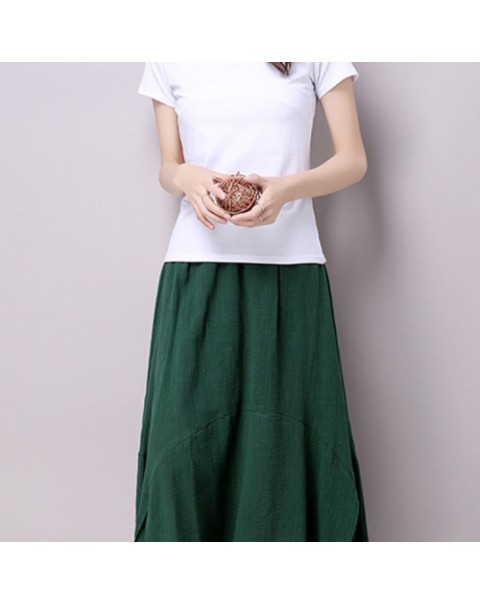 Elegant Loose Solid Color Patchwork Split Skirt