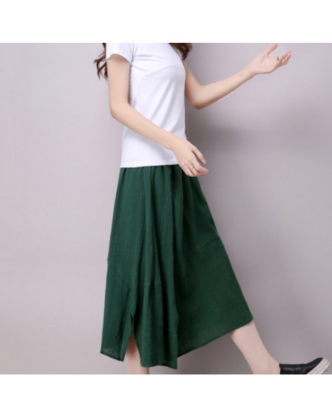 Elegant Loose Solid Color Patchwork Split Skirt