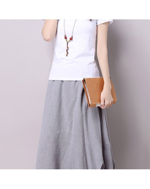 Elegant Loose Solid Color Patchwork Split Skirt