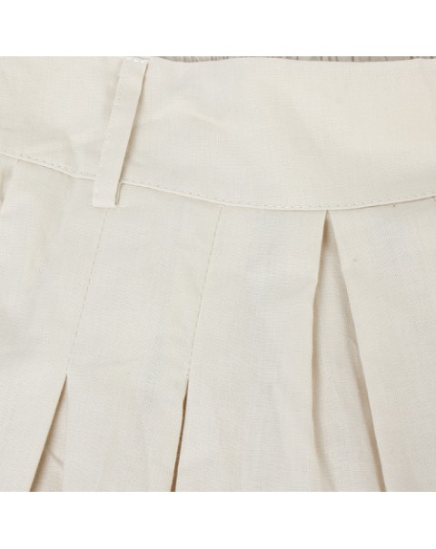 White Vintage Pleated Midi Skirt