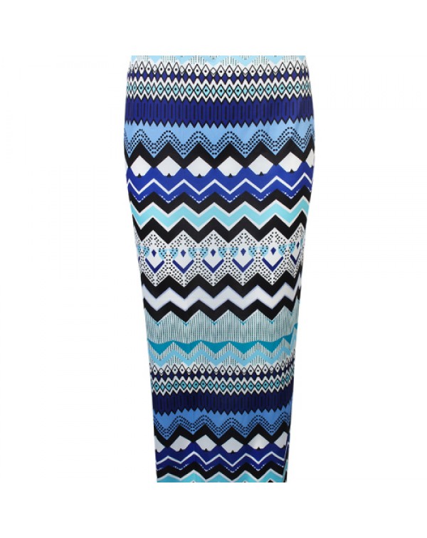 Bohemian Wave Striped Maxi Skirt