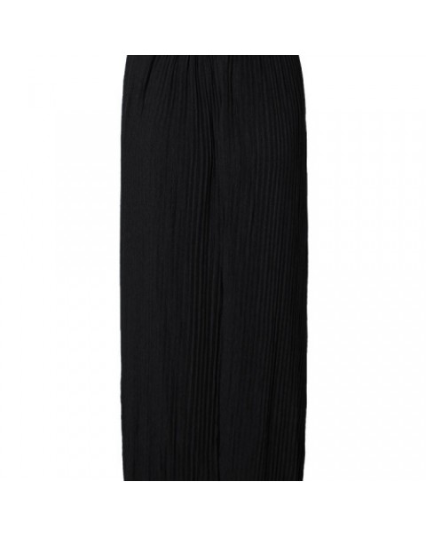 Black/Gray Pure Color High Waist Pleated Maxi Skirt