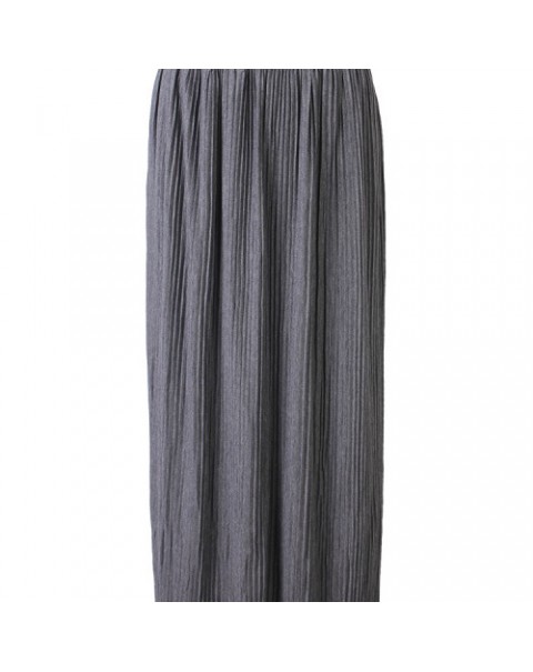 Black/Gray Pure Color High Waist Pleated Maxi Skirt