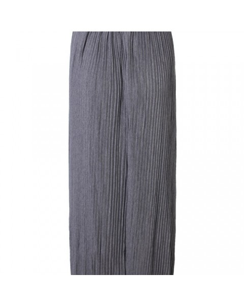 Black/Gray Pure Color High Waist Pleated Maxi Skirt