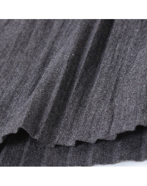 Black/Gray Pure Color High Waist Pleated Maxi Skirt