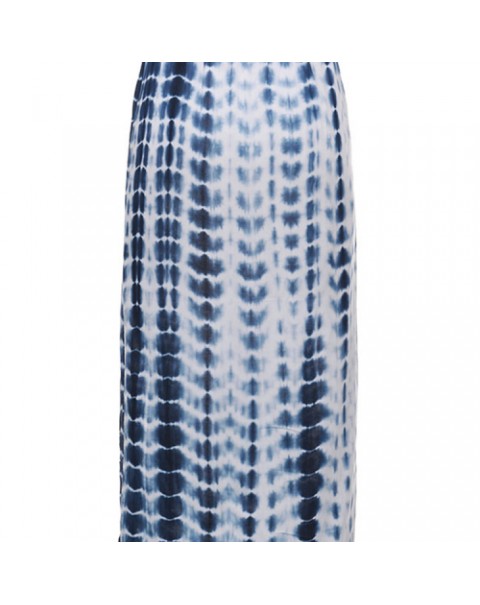 Blue Bohemian Printed Elastic High Waist Skirt