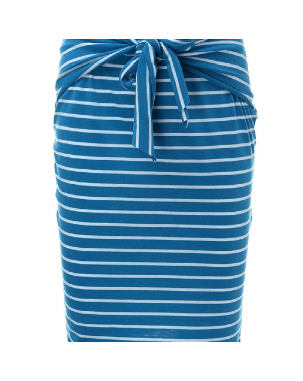 Simple Blue/White Stripe Midi Bodycon Pencil Skirt