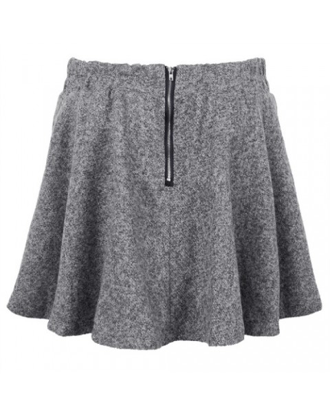 Simple Warm Solid Color A-Line Pleated Woolen Skirt